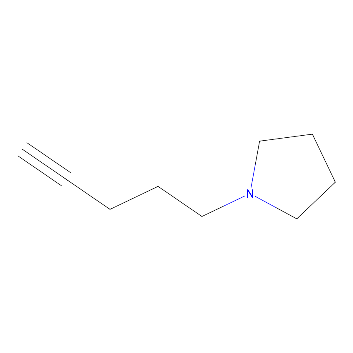 1-(Pent-4-yn-1-yl)pyrrolidine molecular structure, CAS 14044-58-7