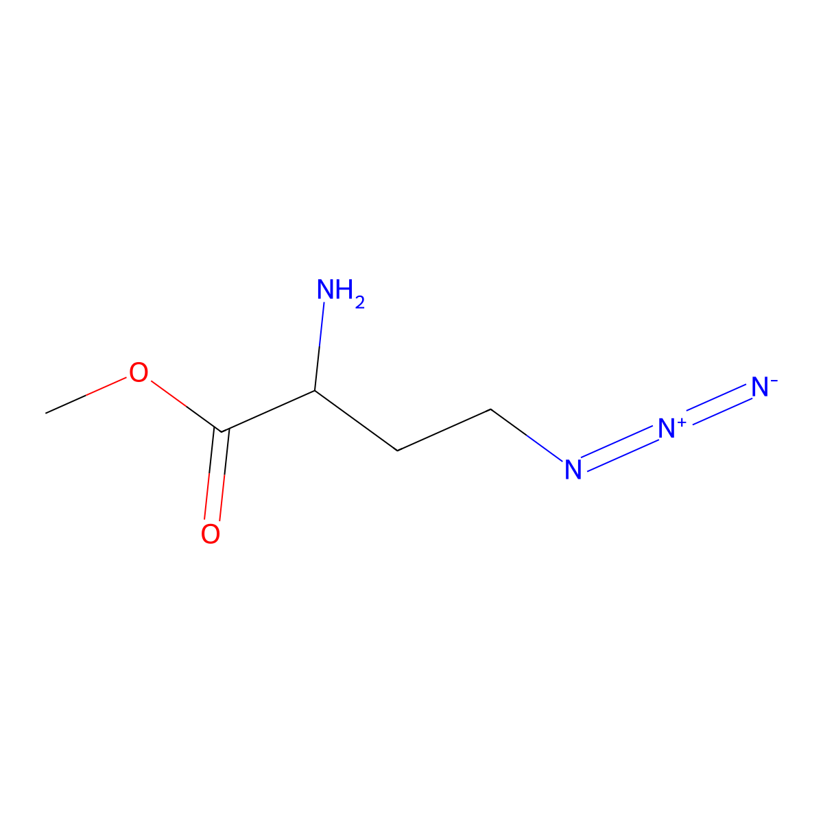 methyl (2S)-2-amino-4-azidobutanoate molecular structure, CAS 1404434-11-2