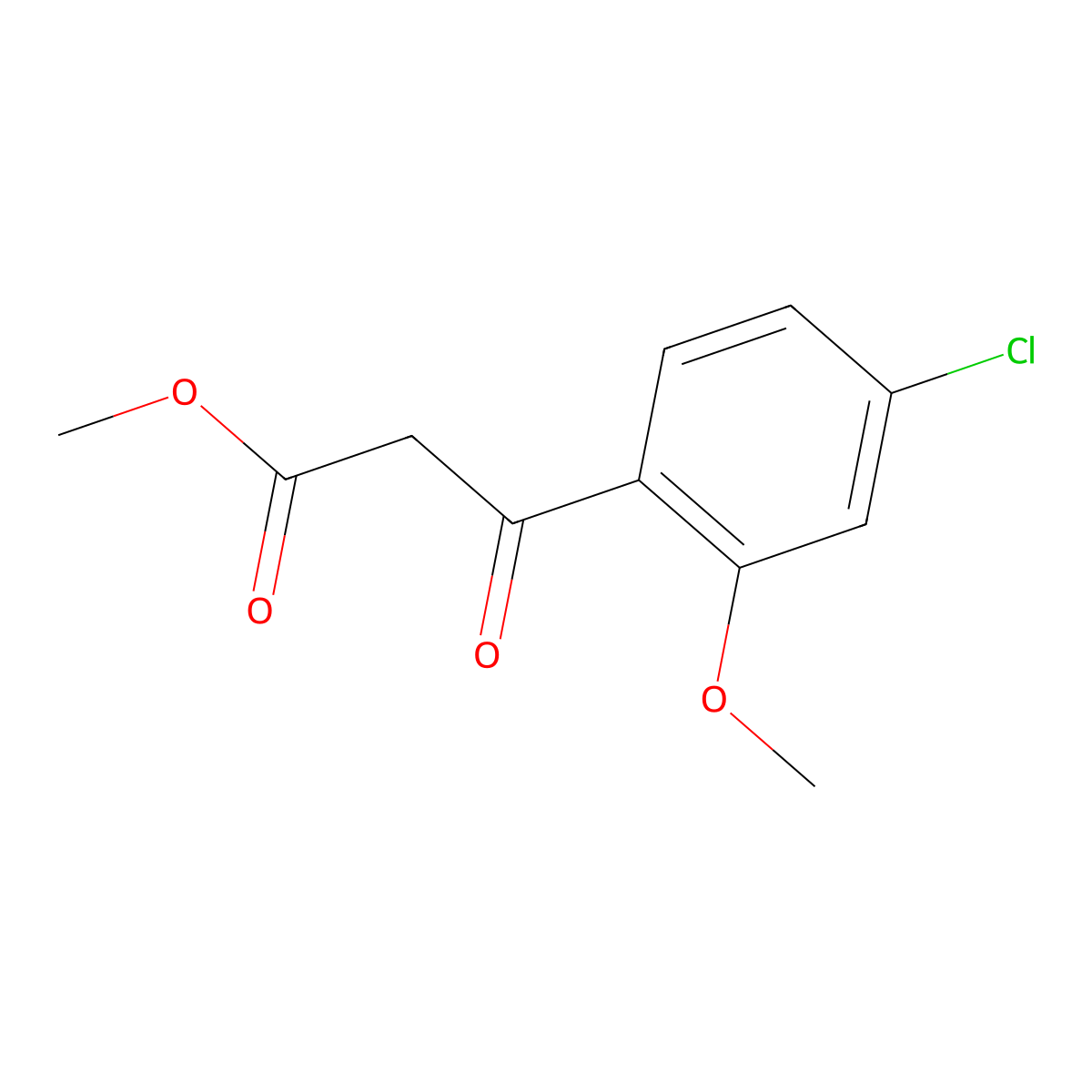 Methyl 3-(4-chloro-2-methoxyphenyl)-3-oxopropanoate molecular structure, CAS 1404448-91-4