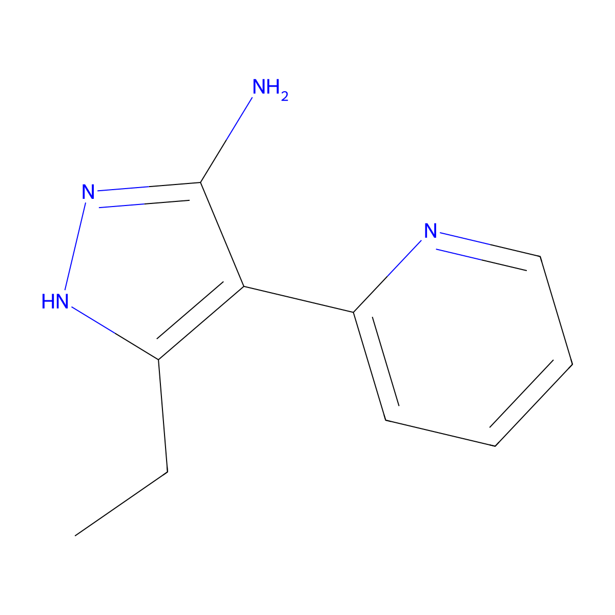 3-ethyl-4-(pyridin-2-yl)-1H-pyrazol-5-amine molecular structure, CAS 1404449-15-5