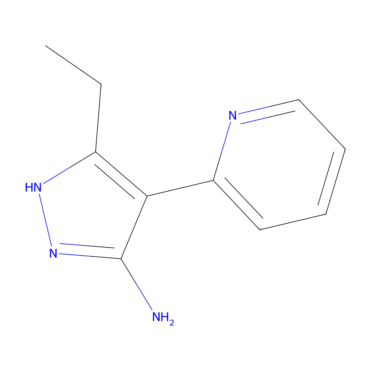3-ethyl-4-(pyridin-2-yl)-1H-pyrazol-5-amine molecular structure, CAS 1404449-15-5