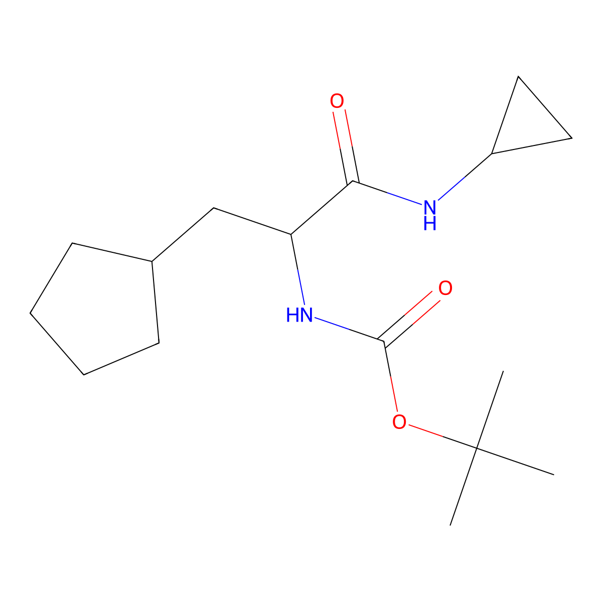 (S)-tert-butyl (3-cyclopentyl-1-(cyclopropylaMino)-1-oxopropan-2-yl)carbaMate molecular structure, CAS 1404457-07-3