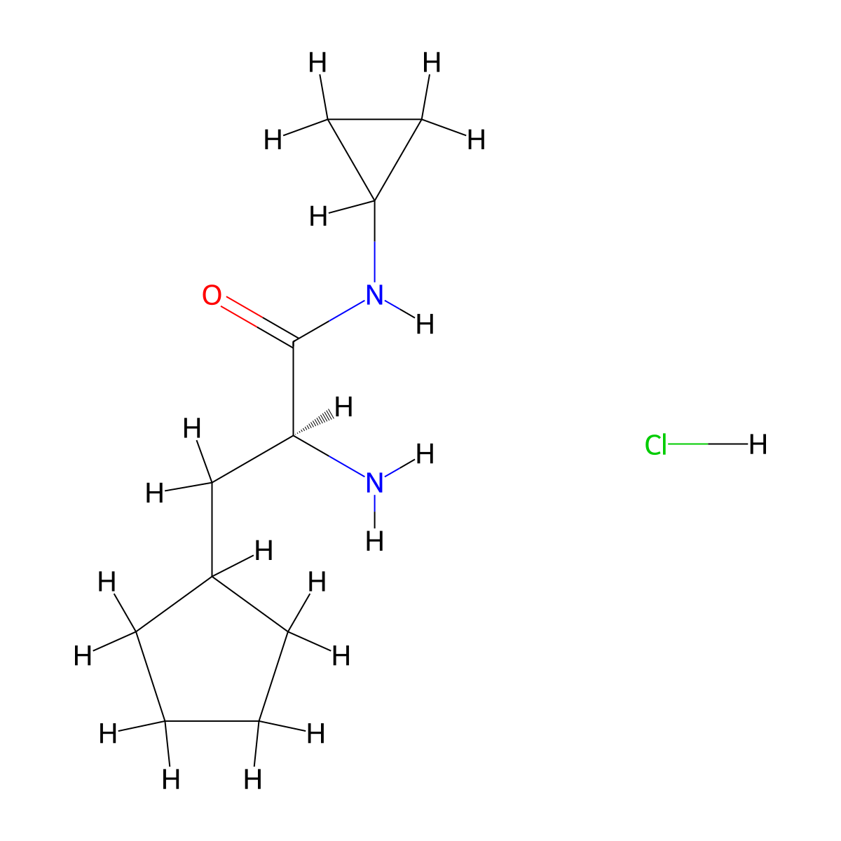 (S)-2-amino-3-cyclopentyl-N-cyclopropylpropanamide hydrochloride molecular structure, CAS 1404457-08-4