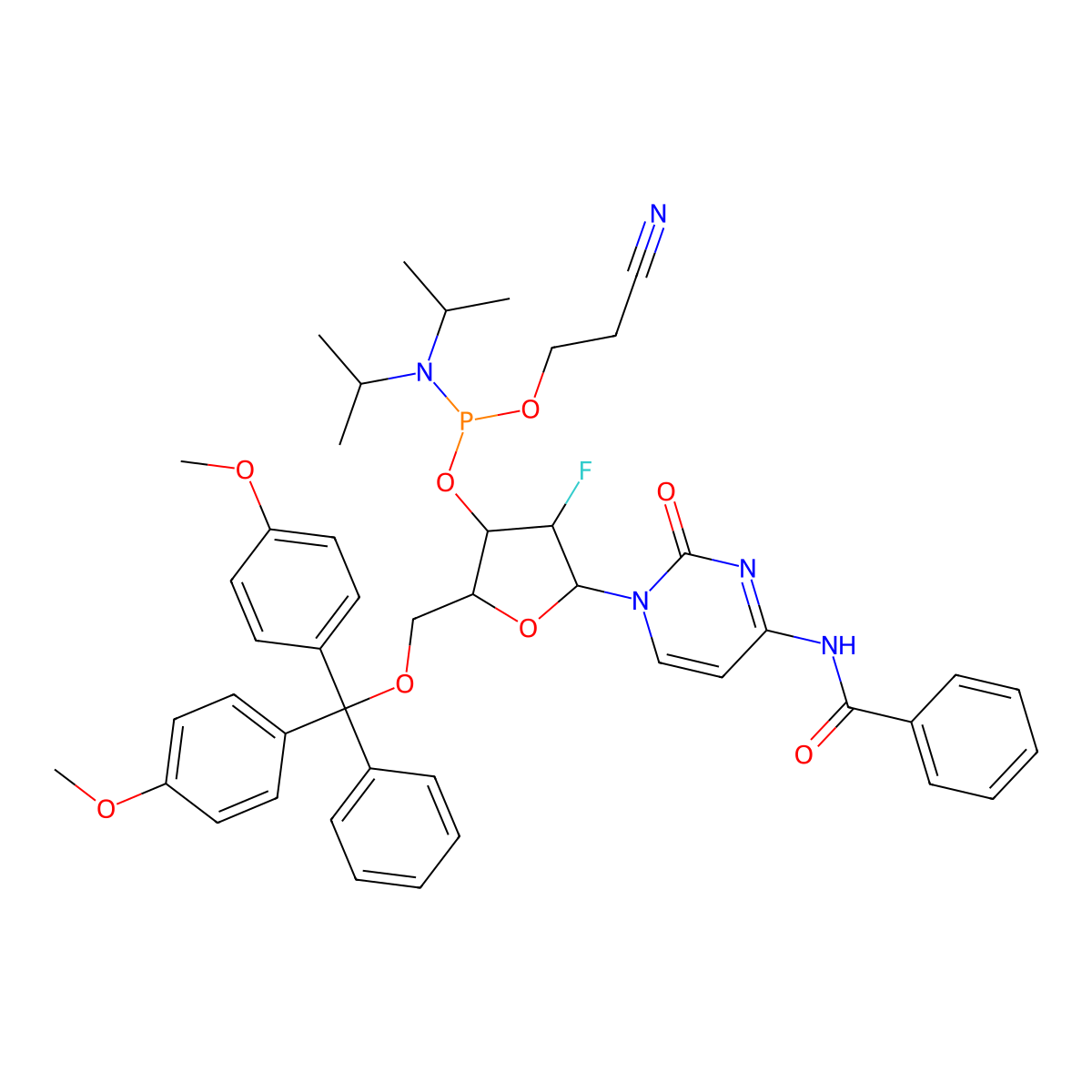 2'-Fluoro-2'-deoxy-ara-C(Bz)-3'-phosphoramidite molecular structure, CAS 1404463-12-2