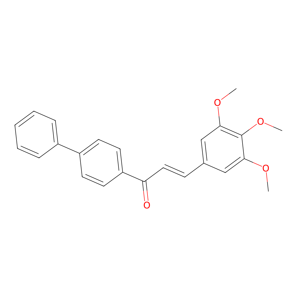 (2E)-1-(1,1'-Biphenyl)-4-yl-3-(3,4,5-trimethoxyphenyl)-2-propen-1-one molecular structure, CAS 1404477-11-7