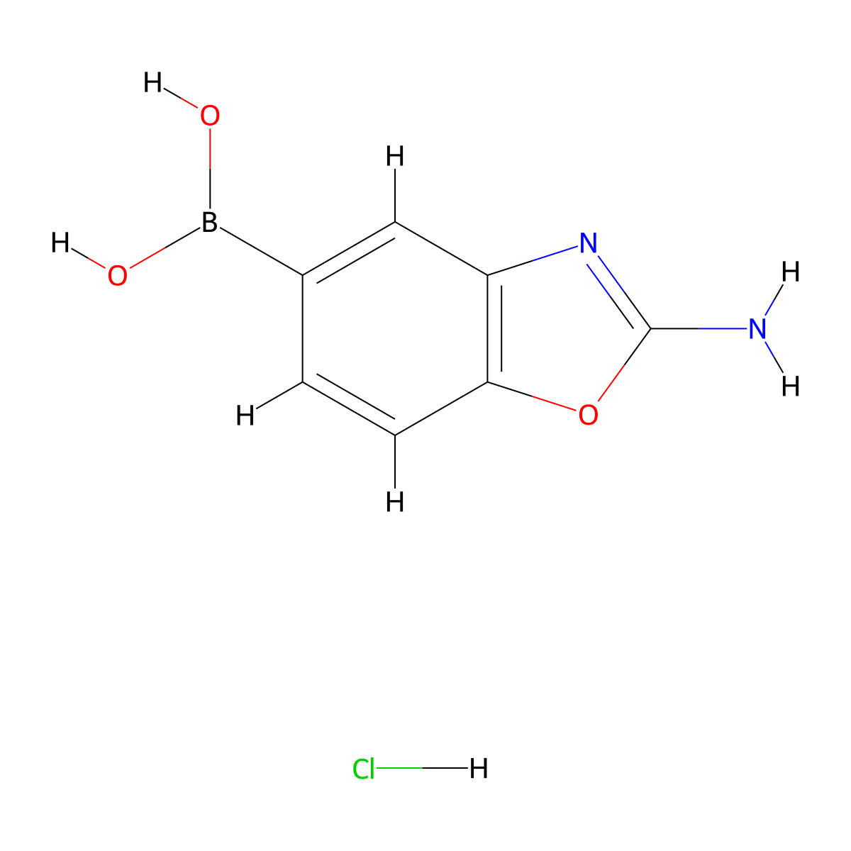 2-Aminobenzo[D]oxazol-5-ylboronic acid hydrochloride molecular structure, CAS 1404480-15-4