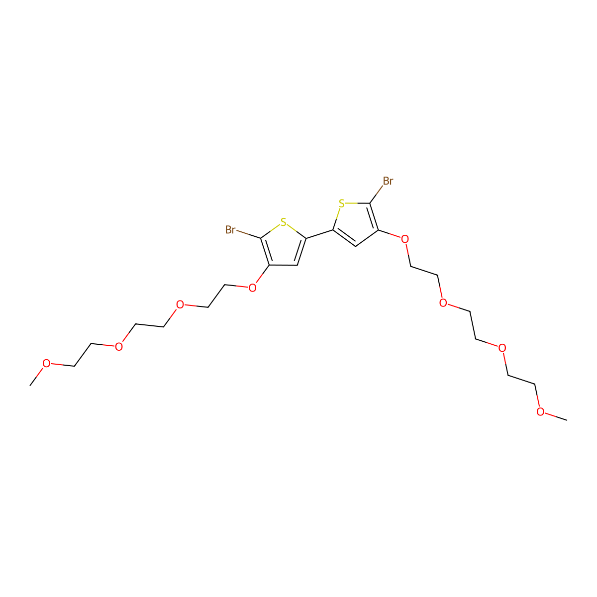 5,5'-Dibromo-4,4'-bis(2-(2-(2-methoxyethoxy)ethoxy)ethoxy)-2,2'-bithiophene molecular structure, CAS 1404493-47-5