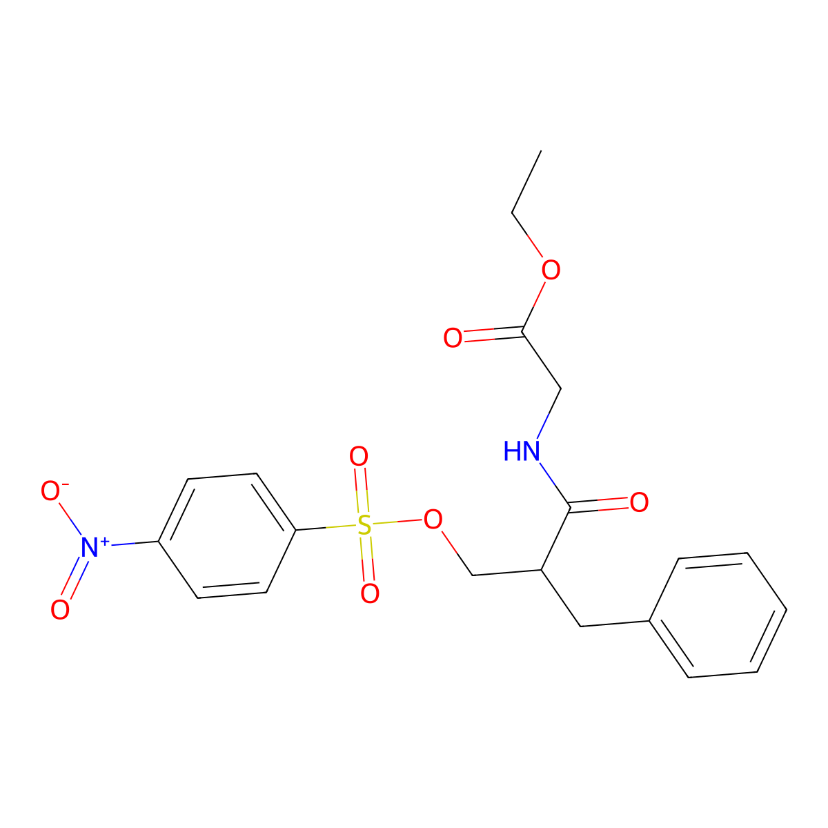(S)-ethyl 2-(2-benzyl-3-(4-nitrophenylsulfonyloxy)propanamido)acetate molecular structure, CAS 1404514-08-4