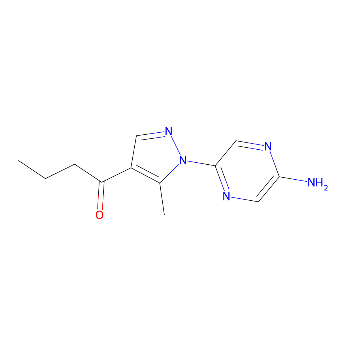 1-(1-(5-Aminopyrazin-2-yl)-5-methyl-1H-pyrazol-4-yl)butan-1-one molecular structure, CAS 1404530-63-7