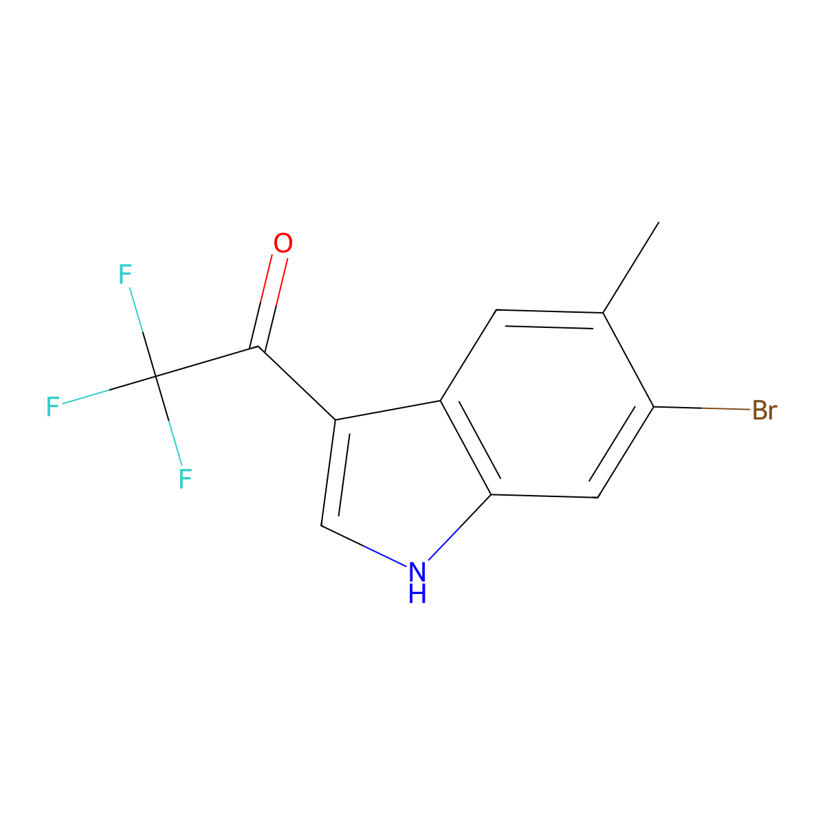 1-(6-Bromo-5-methyl-3-indolyl)-2,2,2-trifluoroethanone molecular structure, CAS 1404531-87-8