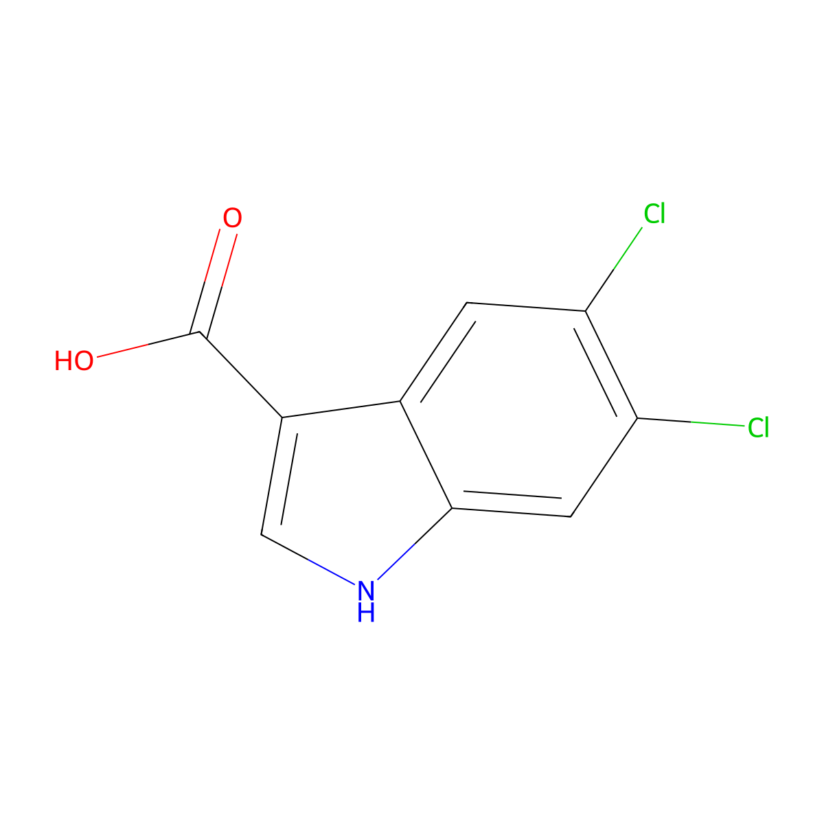 5,6-dichloro-1H-indole-3-carboxylic acid molecular structure, CAS 1404531-95-8