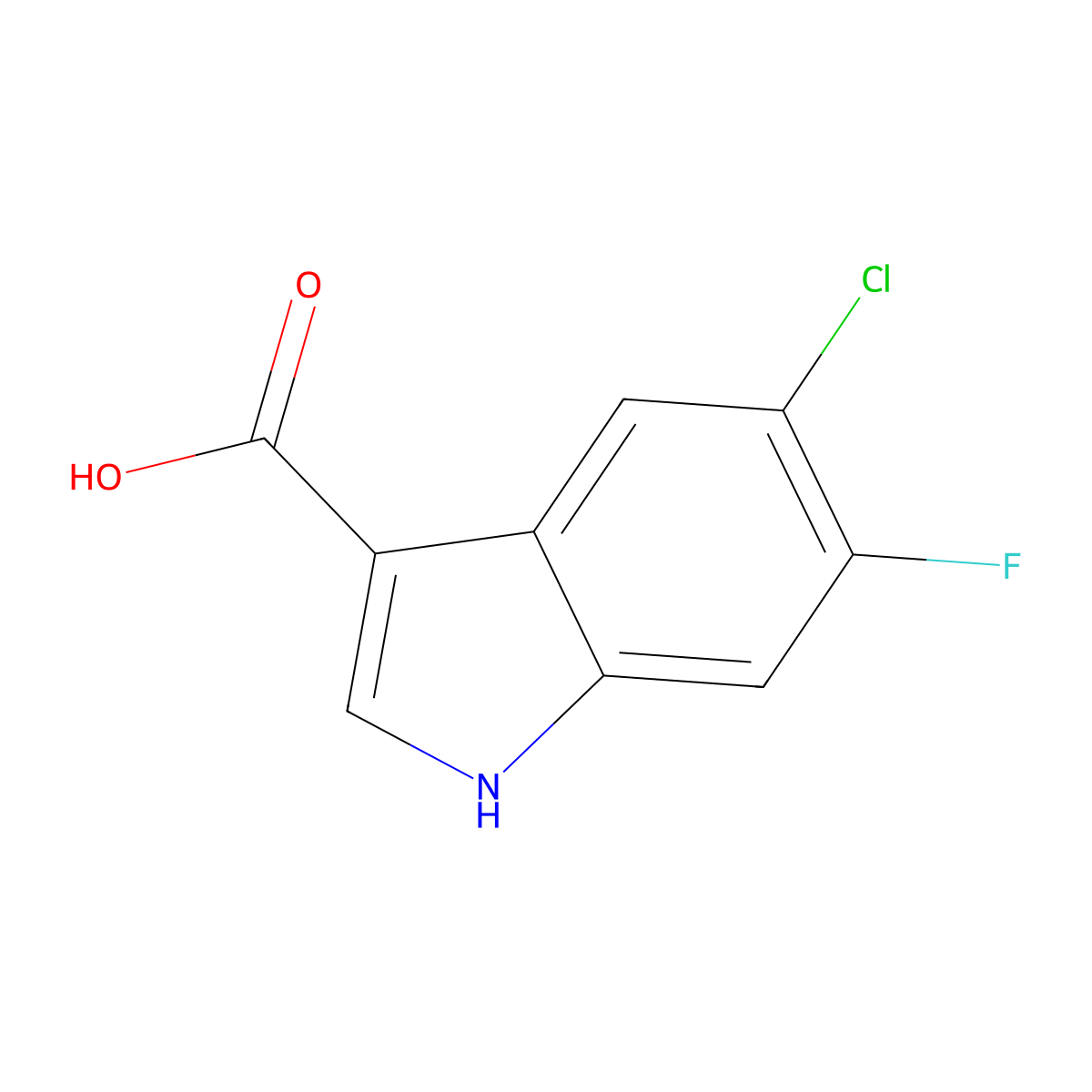 5-chloro-6-fluoro-1H-indole-3-carboxylic acid molecular structure, CAS 1404531-97-0