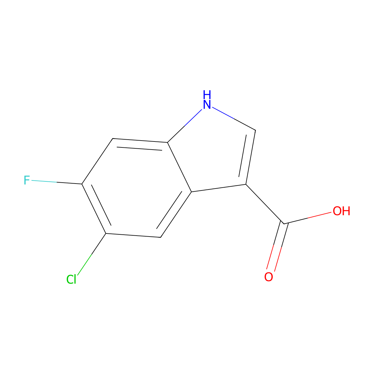 5-chloro-6-fluoro-1H-indole-3-carboxylic acid molecular structure, CAS 1404531-97-0
