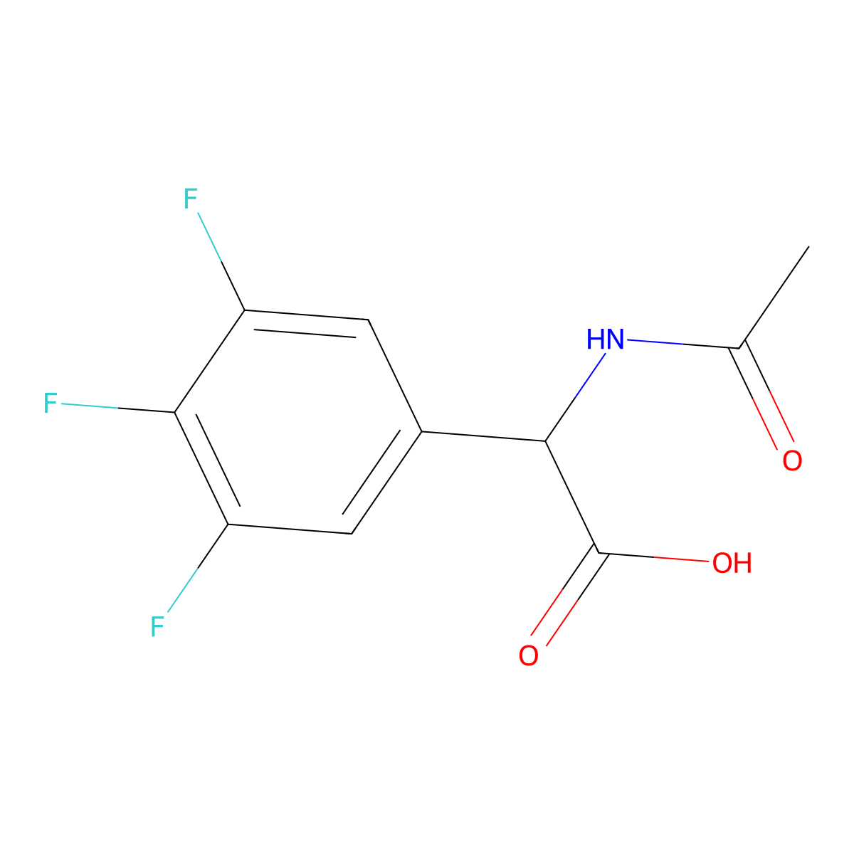 2-Acetamido-2-(3,4,5-trifluorophenyl)acetic acid molecular structure, CAS 1404547-01-8