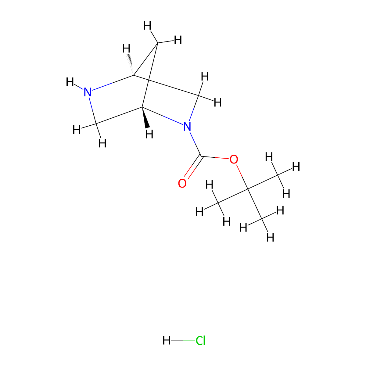 (1S,4S)-tert-butyl 2,5-diazabicyclo[2.2.1]heptane-2-carboxylate hydrochloride molecular structure, CAS 1404553-01-0