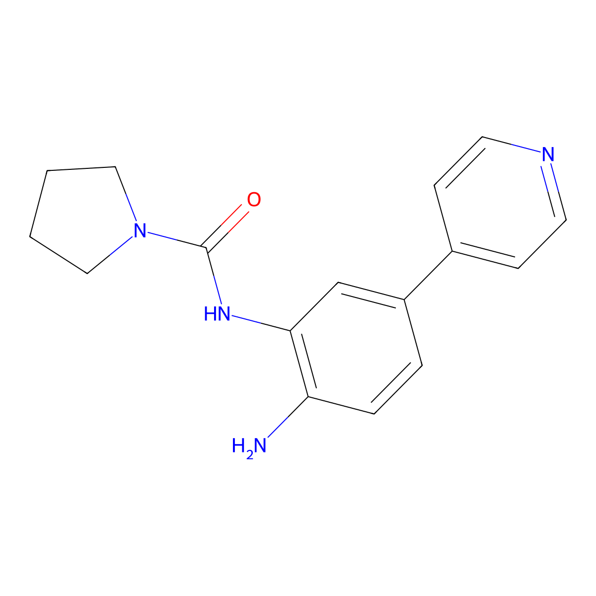 N-[2-amino-5-(4-pyridinyl)phenyl]-1-pyrrolidinecarboxamide molecular structure, CAS 1404562-17-9