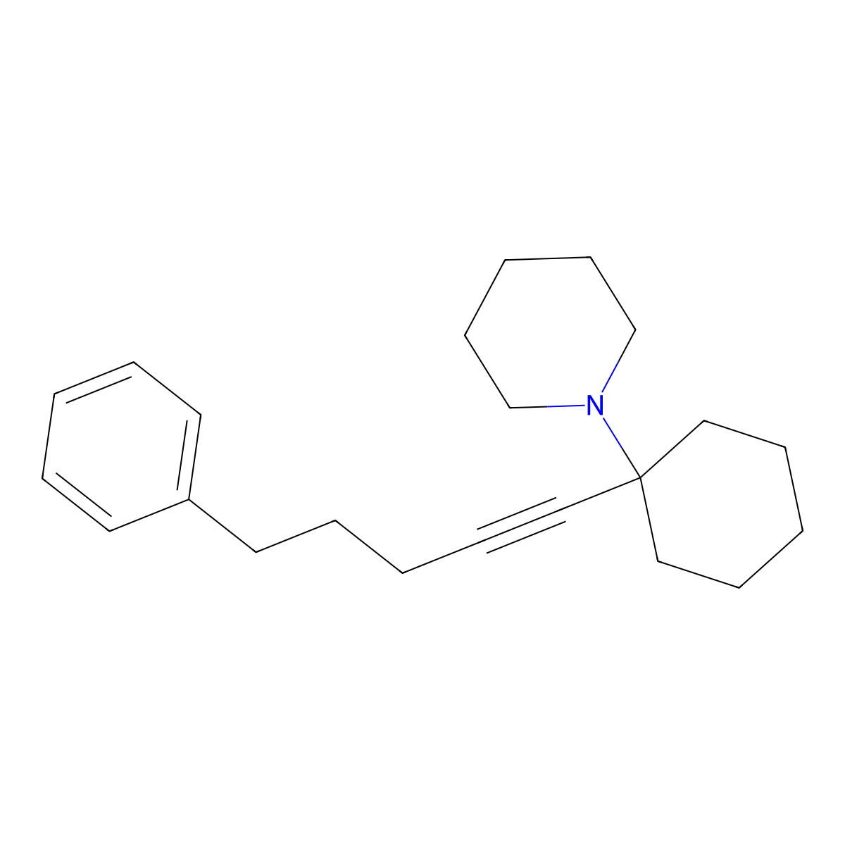 1-(1-(5-Phenylpent-1-yn-1-yl)cyclohexyl)piperidine molecular structure, CAS 1404592-45-5