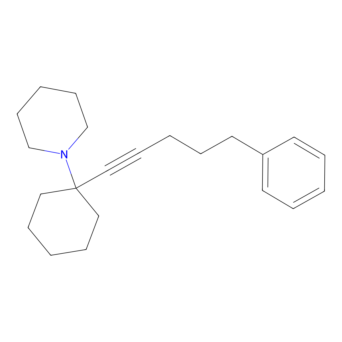 1-(1-(5-Phenylpent-1-yn-1-yl)cyclohexyl)piperidine molecular structure, CAS 1404592-45-5