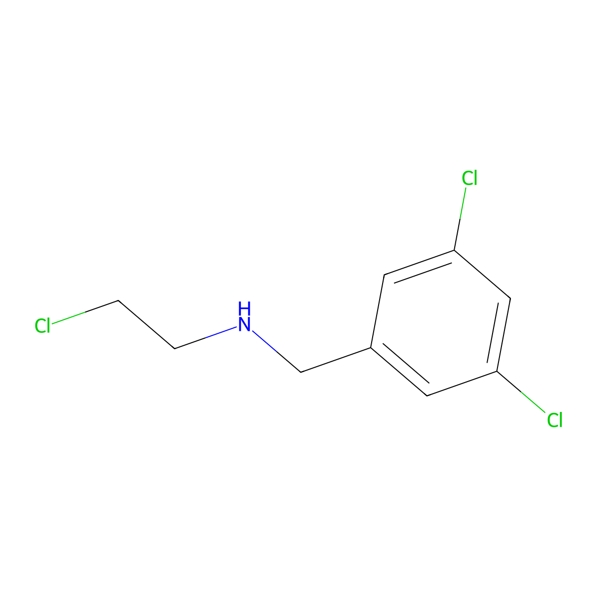 2-chloro-N-[(3,5-dichlorophenyl)methyl]ethanamine molecular structure, CAS 14046-41-4