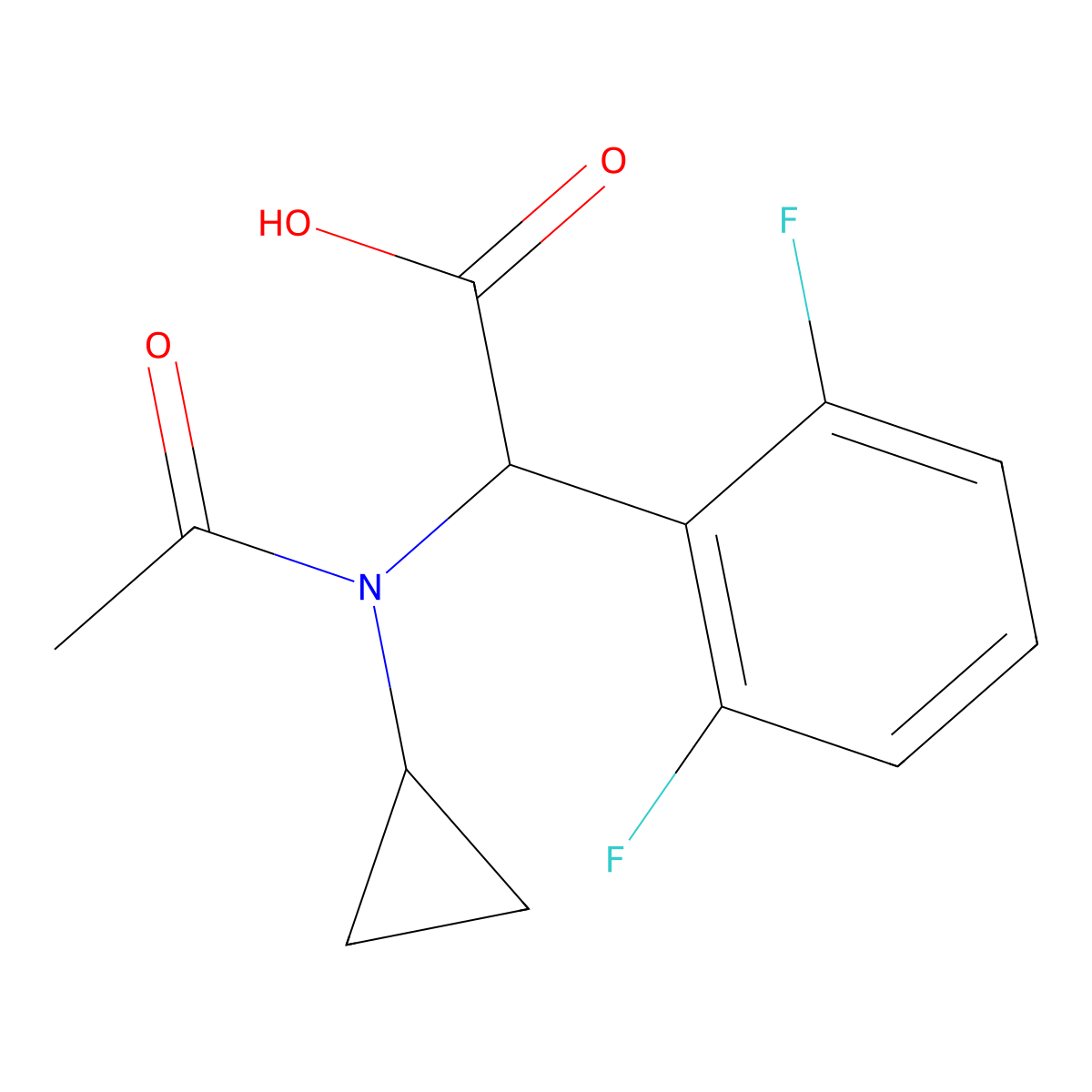 2-(N-cyclopropylacetamido)-2-(2,6-difluorophenyl)acetic acid molecular structure, CAS 1404627-69-5
