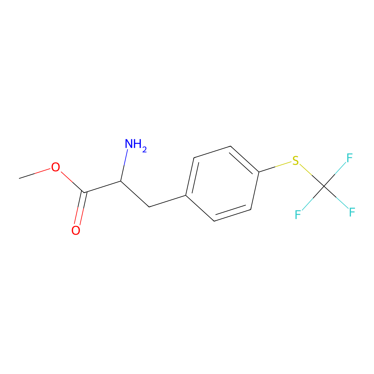 Methyl 2-amino-3-{4-[(trifluoromethyl)sulfanyl]phenyl}propanoate molecular structure, CAS 1404638-73-8