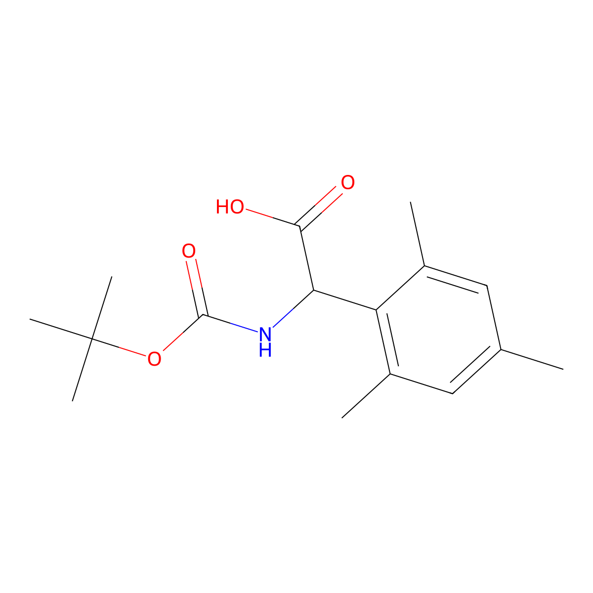 2-{[(Tert-butoxy)carbonyl]amino}-2-(2,4,6-trimethylphenyl)acetic acid molecular structure, CAS 1404638-84-1