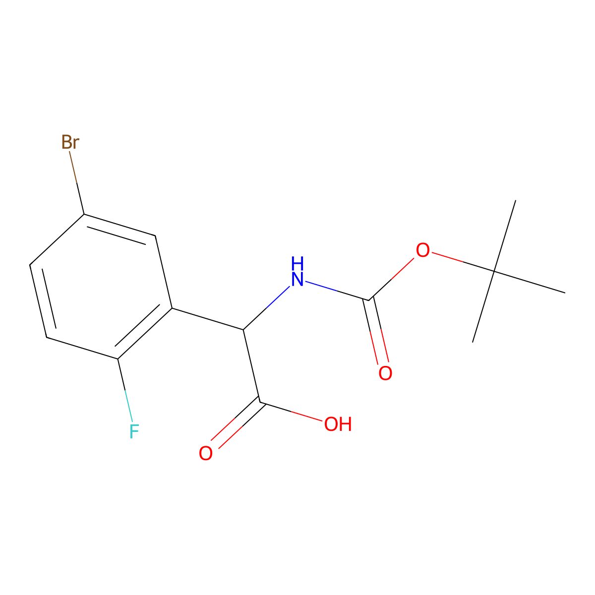 2-(5-Bromo-2-fluorophenyl)-2-{[(tert-butoxy)carbonyl]amino}aceticacid molecular structure, CAS 1404689-46-8