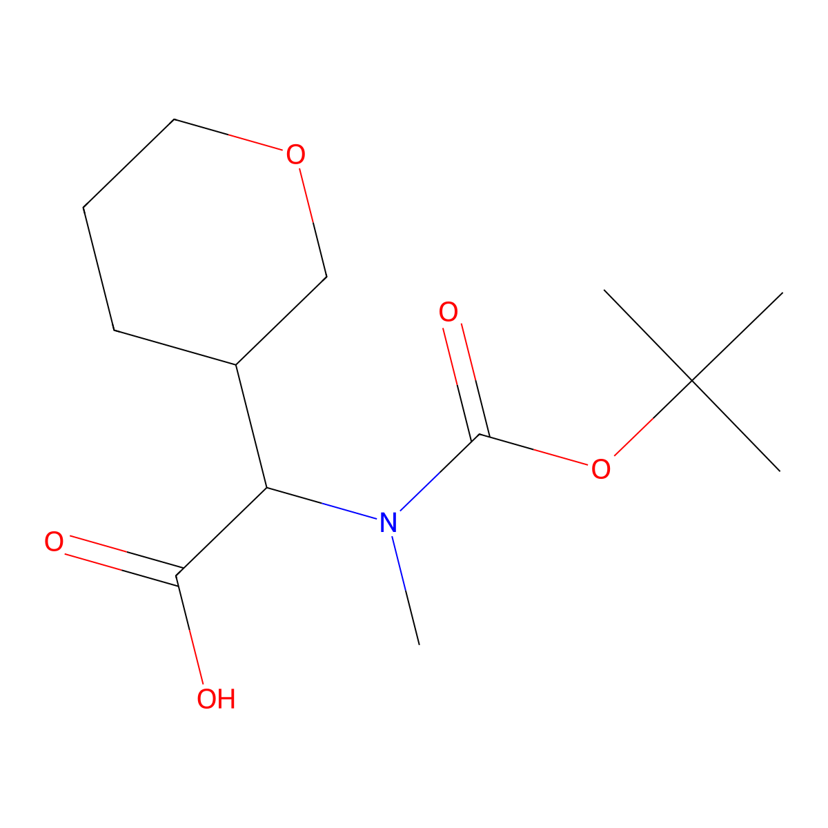 2-{[(Tert-butoxy)carbonyl](methyl)amino}-2-(oxan-3-yl)aceticacid molecular structure, CAS 1404689-71-9