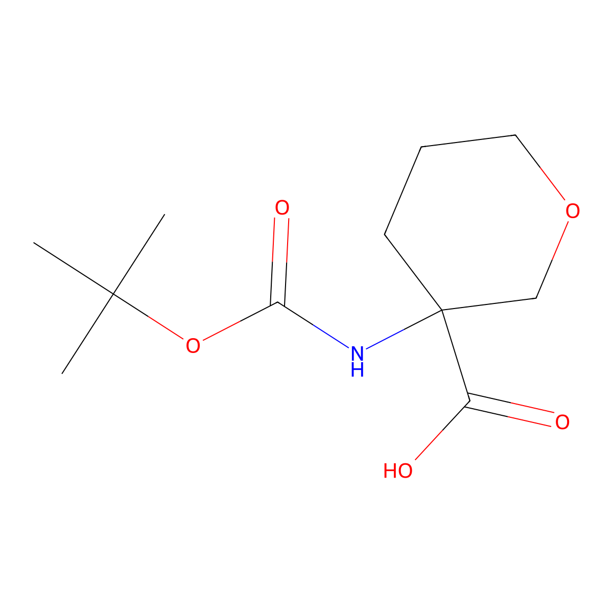 3-{[(Tert-butoxy)carbonyl]amino}oxane-3-carboxylic acid molecular structure, CAS 1404692-29-0