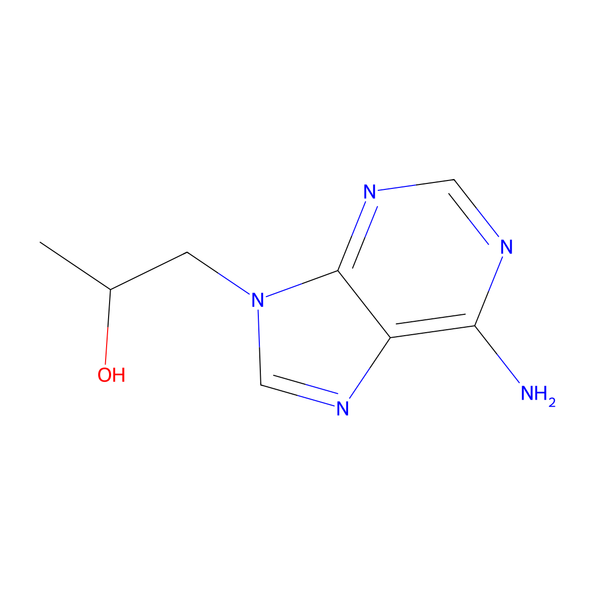 S-9-(2-hydroxypropyl)adenine molecular structure, CAS 14047-27-9
