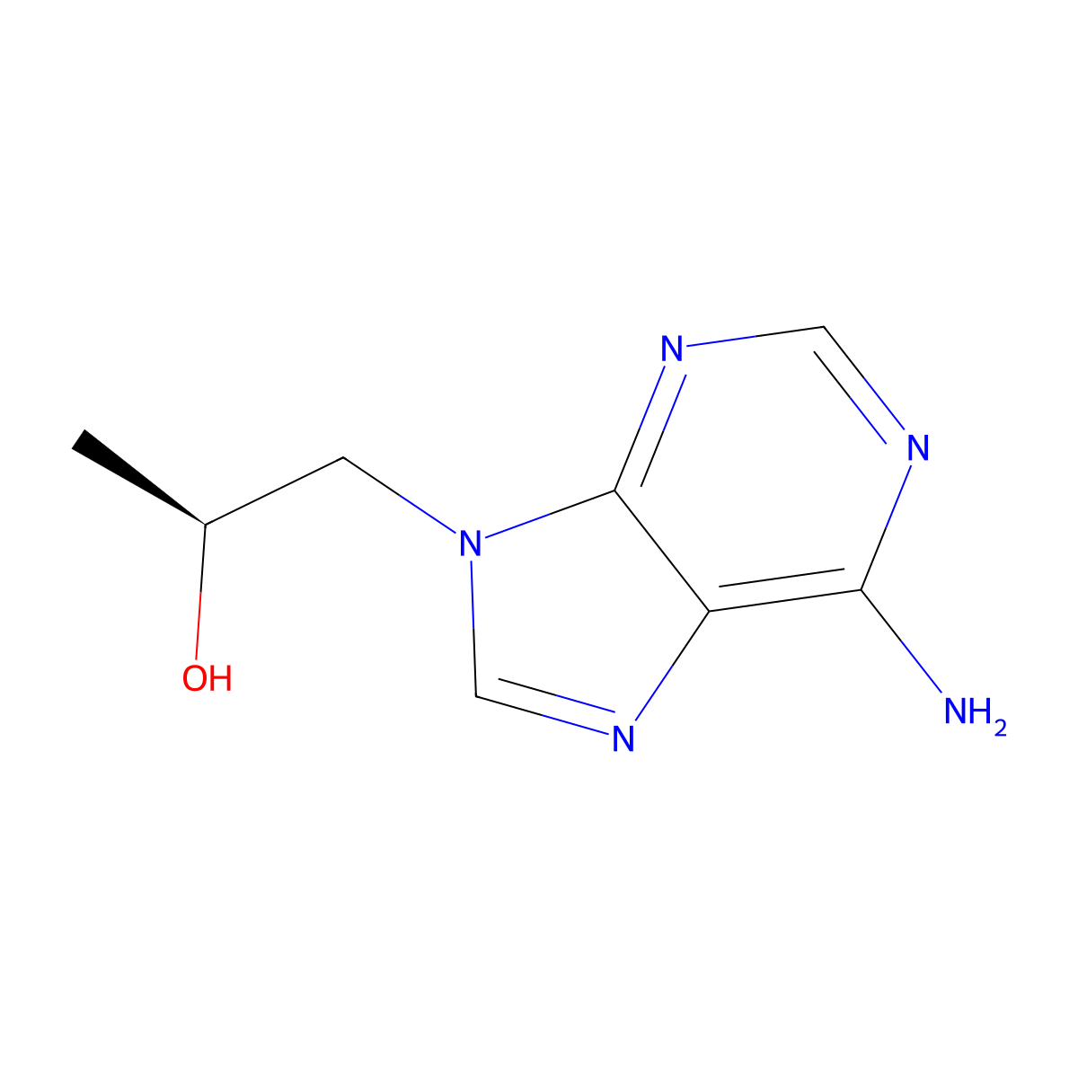 S-9-(2-hydroxypropyl)adenine molecular structure, CAS 14047-27-9