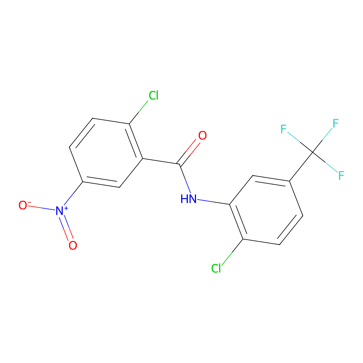 2-chloro-N-[2-chloro-5-(trifluoromethyl)phenyl]-5-nitrobenzamide molecular structure, CAS 140472-86-2