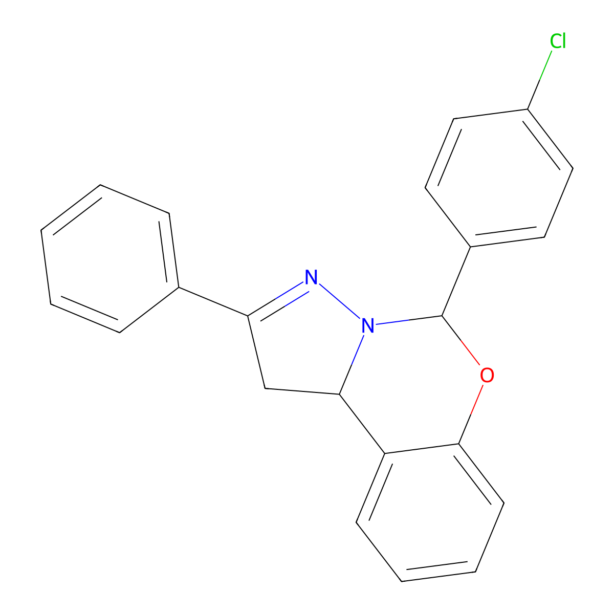 5-(4-Chlorophenyl)-2-phenyl-1,10b-dihydropyrazolo[1,5-c][1,3]benzoxazine molecular structure, CAS 140472-92-0