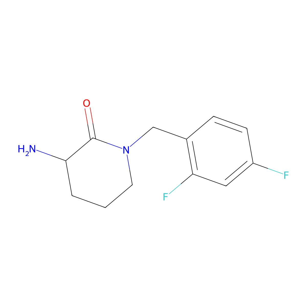3-Amino-1-[(2,4-difluorophenyl)methyl]piperidin-2-one molecular structure, CAS 1404726-73-3