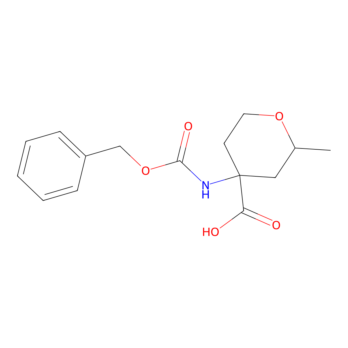 4-{[(Benzyloxy)carbonyl]amino}-2-methyloxane-4-carboxylic acid molecular structure, CAS 1404732-07-5