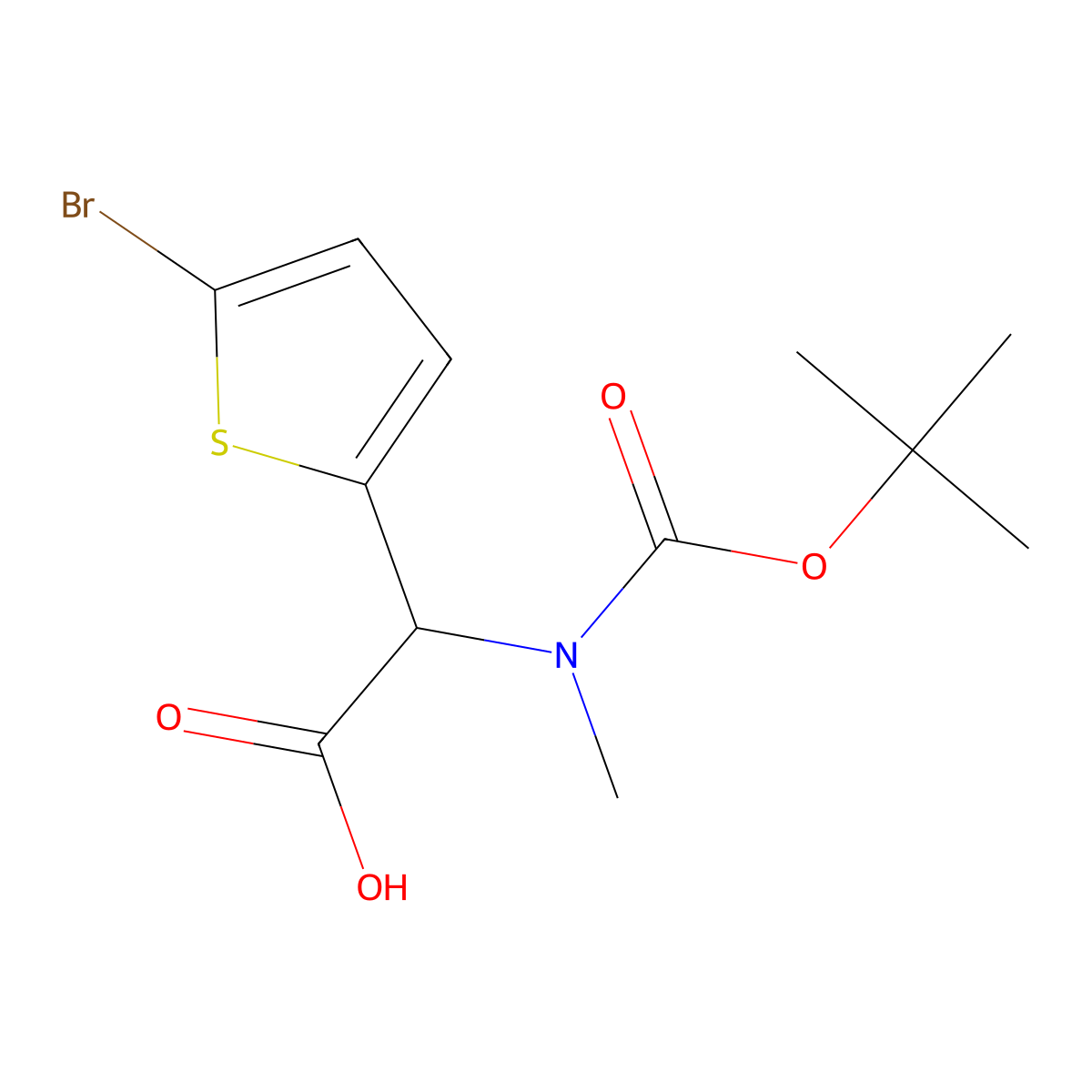 2-(5-Bromothiophen-2-yl)-2-{[(tert-butoxy)carbonyl](methyl)amino}acetic acid molecular structure, CAS 1404732-11-1