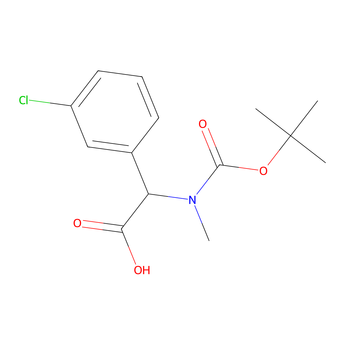 2-{[(Tert-butoxy)carbonyl](methyl)amino}-2-(3-chlorophenyl)acetic acid molecular structure, CAS 1404732-14-4