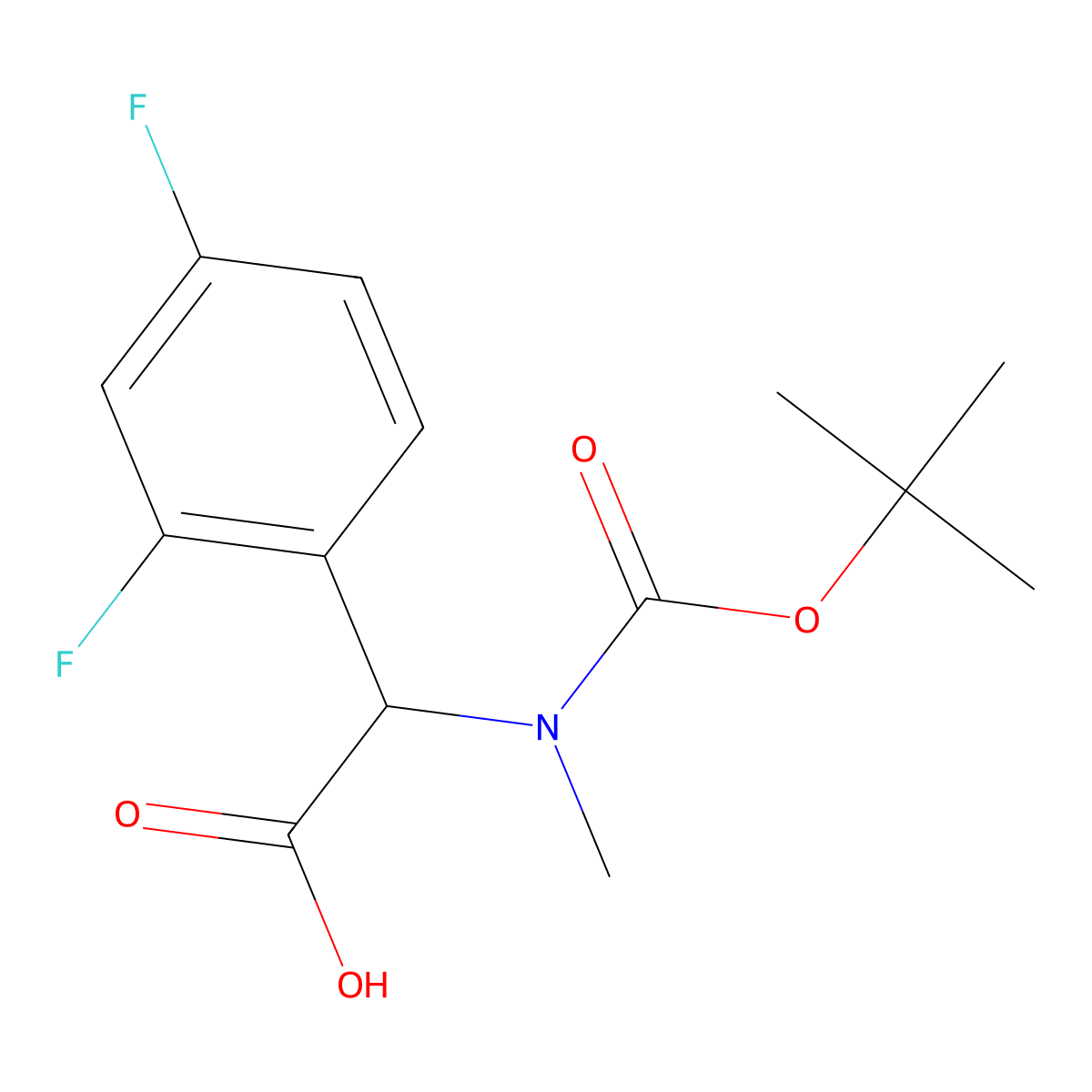 2-{[(Tert-butoxy)carbonyl](methyl)amino}-2-(2,4-difluorophenyl)aceticacid molecular structure, CAS 1404735-97-2