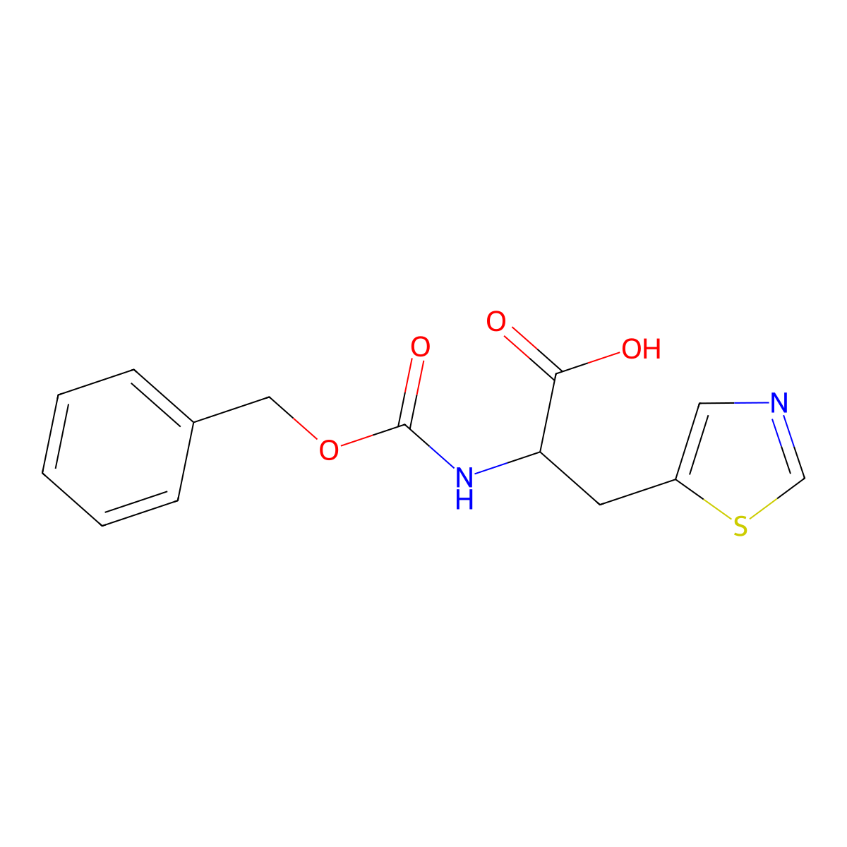 2-{[(Benzyloxy)carbonyl]amino}-3-(1,3-thiazol-5-yl)propanoic acid molecular structure, CAS 1404739-42-9