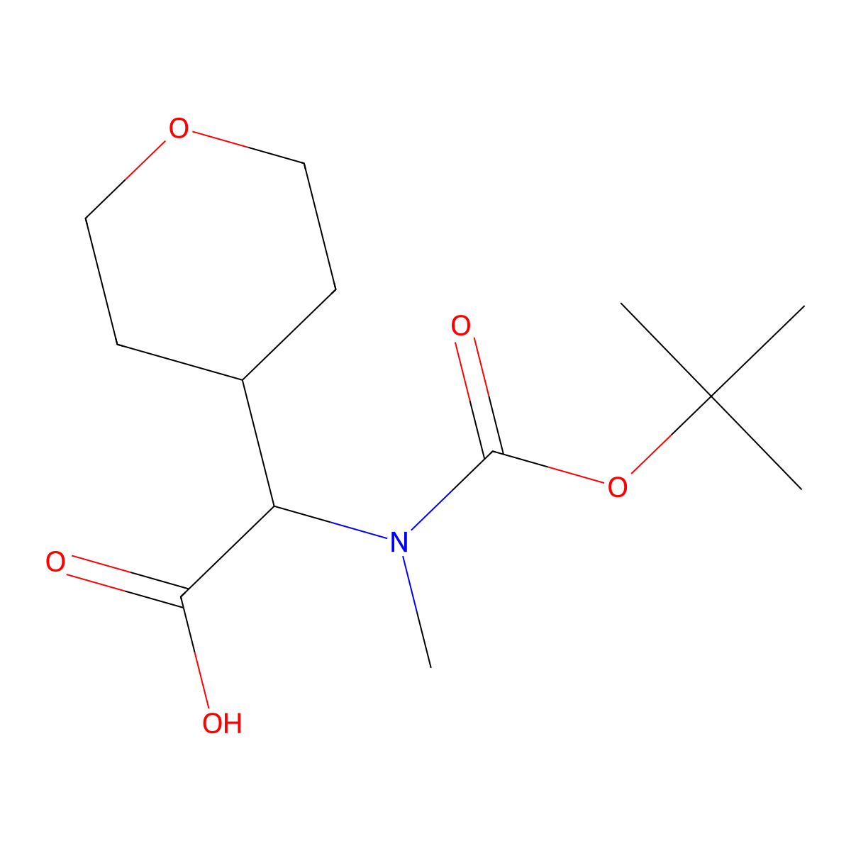 2-{[(Tert-butoxy)carbonyl](methyl)amino}-2-(oxan-4-yl)aceticacid molecular structure, CAS 1404754-09-1