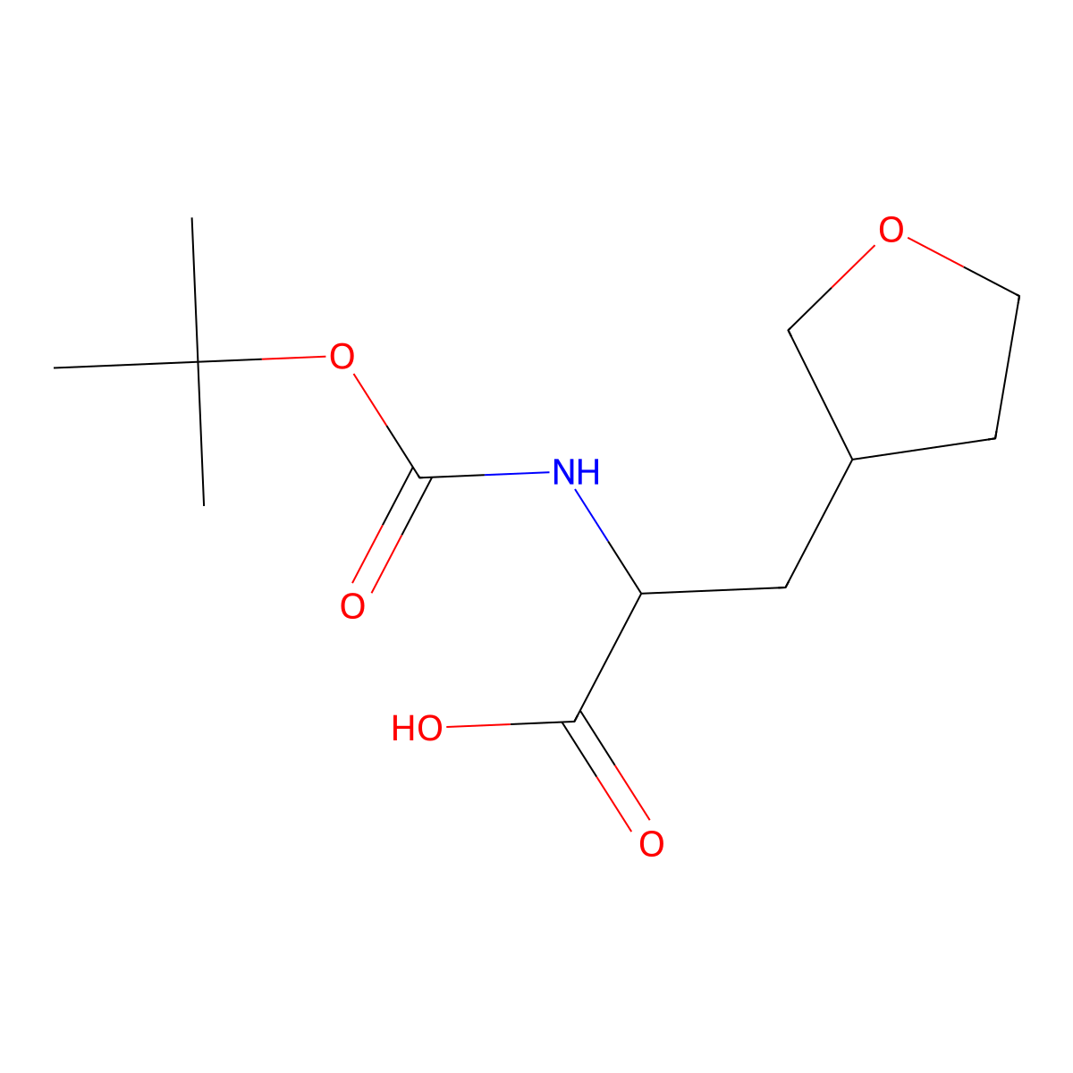 2-(((Tert-butoxy)carbonyl)amino)-3-(oxolan-3-yl)propanoic acid molecular structure, CAS 1404754-54-6