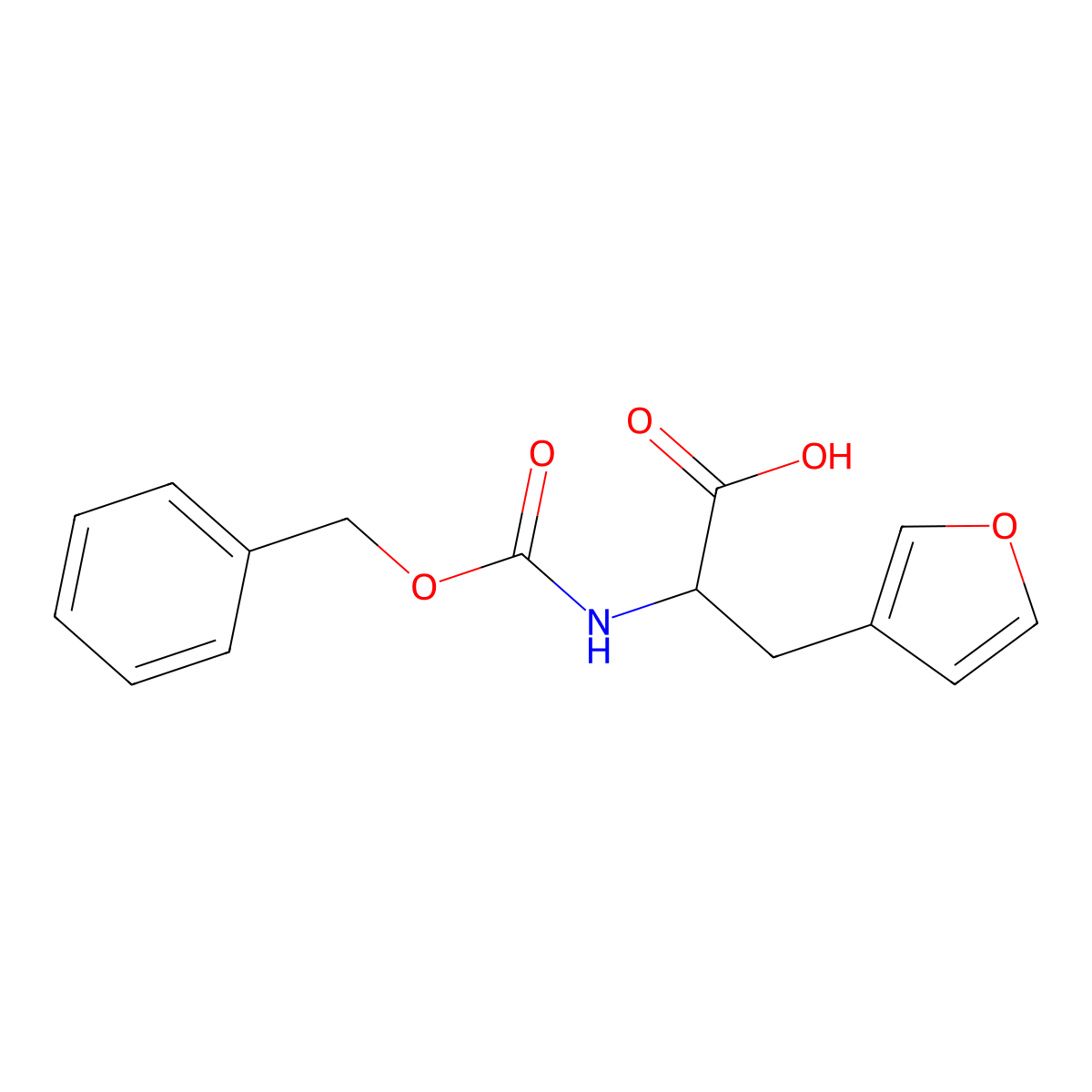 2-{[(Benzyloxy)carbonyl]amino}-3-(furan-3-yl)propanoic acid molecular structure, CAS 1404756-49-5