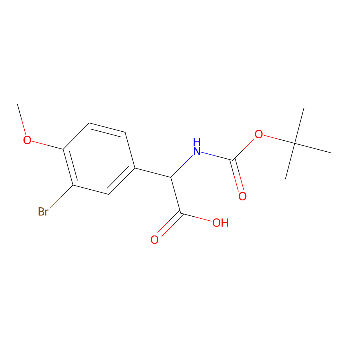 2-(Boc-amino)-2-(3-bromo-4-methoxyphenyl)acetic acid molecular structure, CAS 1404824-57-2