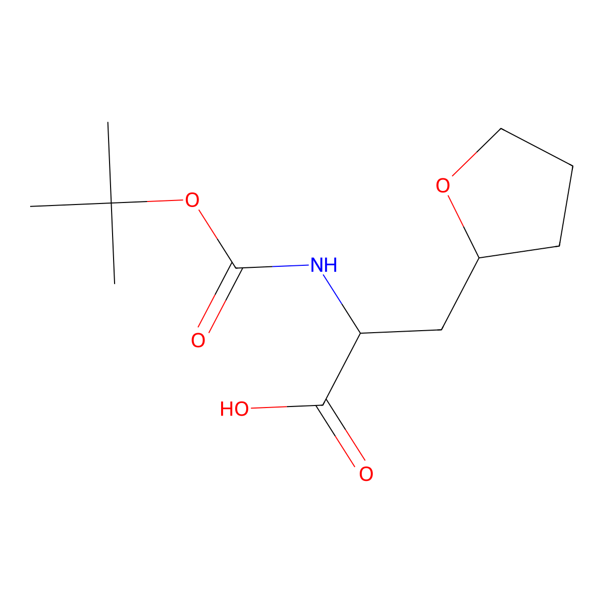 2-{[(Tert-butoxy)carbonyl]amino}-3-(oxolan-2-yl)propanoic acid molecular structure, CAS 1404824-96-9