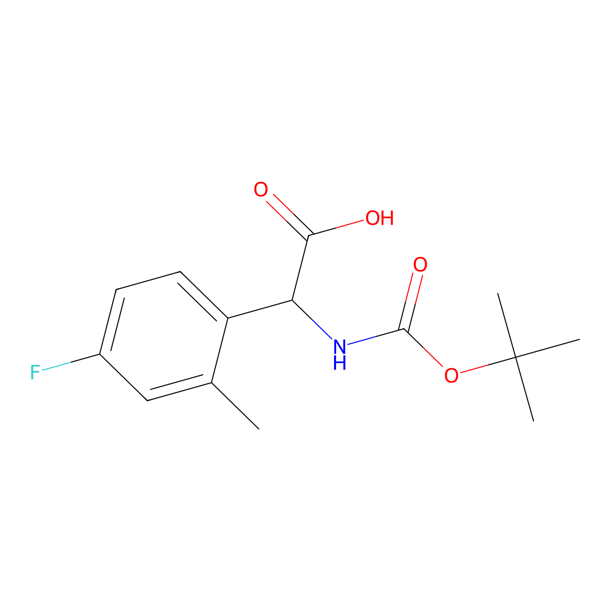 2-((tert-Butoxycarbonyl)amino)-2-(4-fluoro-2-methylphenyl)acetic acid molecular structure, CAS 1404825-86-0