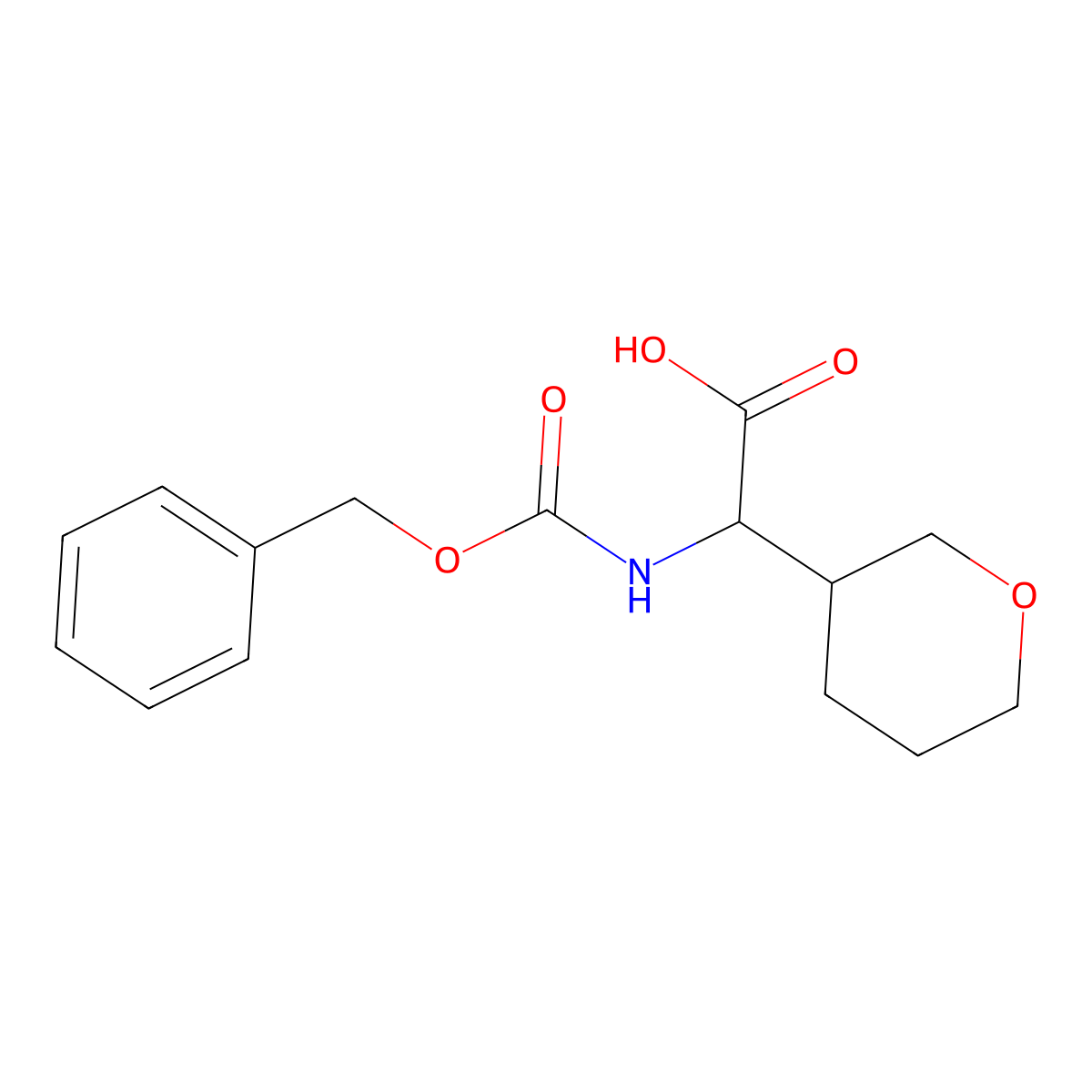 2-{[(Benzyloxy)carbonyl]amino}-2-(oxan-3-yl)acetic acid molecular structure, CAS 1404825-89-3