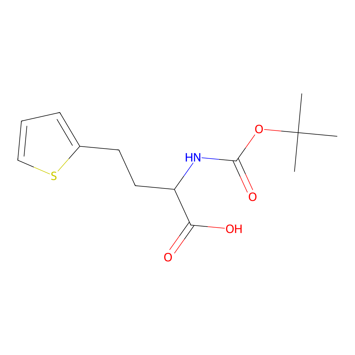 2-((Tert-butoxycarbonyl)amino)-4-(thiophen-2-yl)butanoic acid molecular structure, CAS 1404826-32-9