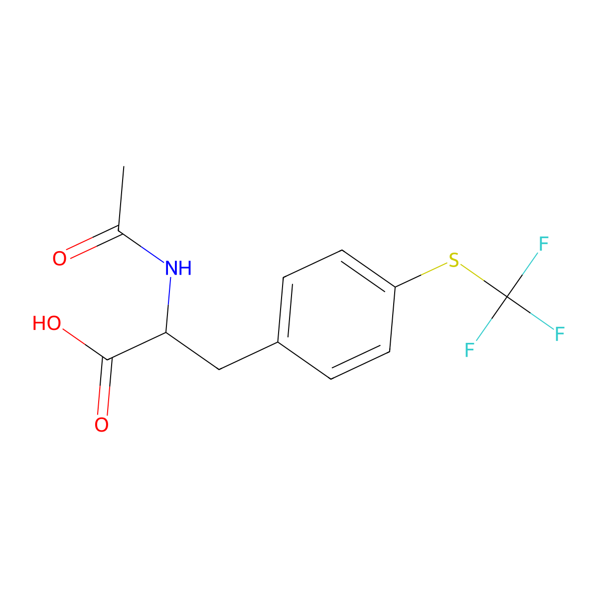 2-Acetamido-3-{4-[(trifluoromethyl)sulfanyl]phenyl}propanoic acid molecular structure, CAS 1404826-35-2