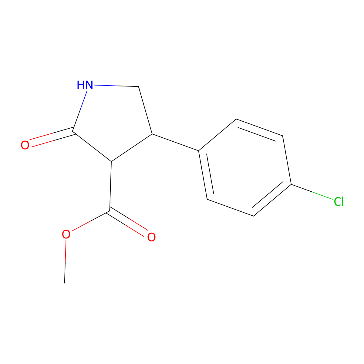 Methyl 4-(4-chlorophenyl)-2-oxopyrrolidine-3-carboxylate molecular structure, CAS 140484-26-0