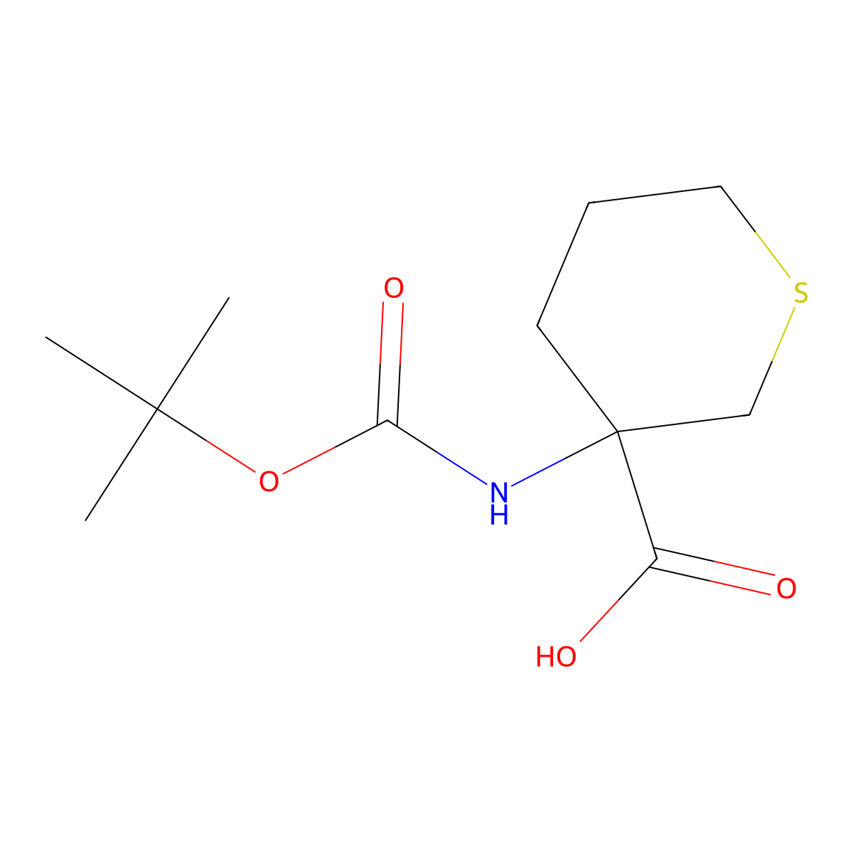 3-{[(Tert-butoxy)carbonyl]amino}thiane-3-carboxylic acid molecular structure, CAS 1404840-08-9